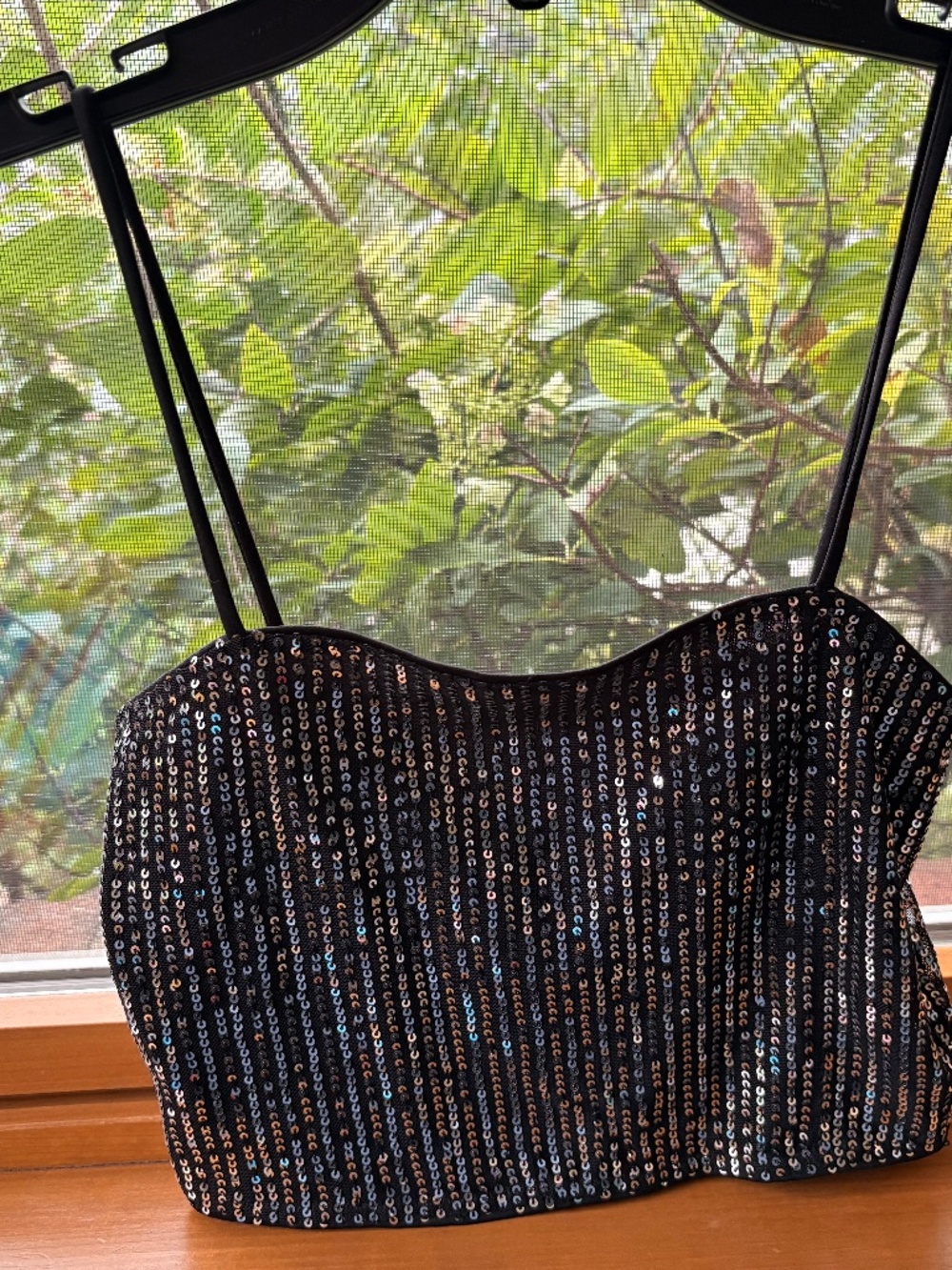 Altar'd State Black Sequins Cropped Sexy Sparkly Tank Top
